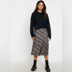 Urban Outfitters Satin Snake Print Midi Skirt